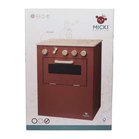 Czerwona drewniana kuchenka dla dzieci Premium, kuchnia, piekarnik, Micki
