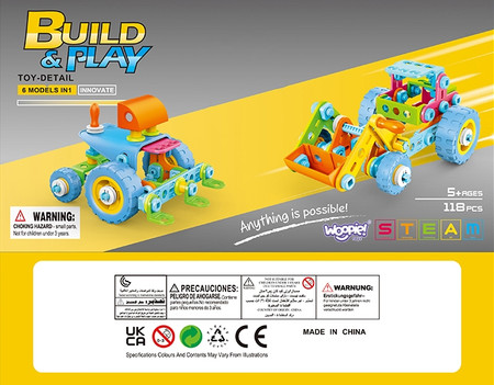 WOOPIE Zestaw Pojazdów Klocki Konstrukcyjny 6w1 STEM