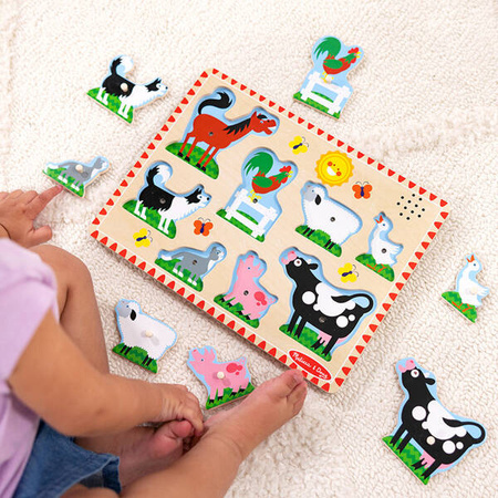 Drewniane puzzle dźwiękowe Zwierzęta z farmy Melissa & Doug
