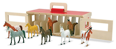 Przenośnia drewniana Stajnia z 8 Figurkami Koni Melissa and Doug 13744-MD