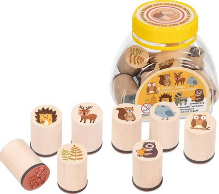 Drewniane pieczątki dla dzieci stempelki Zwierzątka leśne Goki