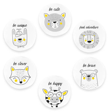 Poduszki ekoskóra zestaw Zwierzątka Afirmacje 3 cm 6 szt. AKSON