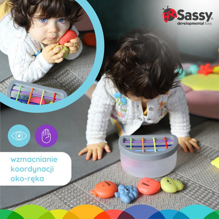 Zabawka STEM: sorter kubeczek z owocami, 6 mies.+, Sasssy