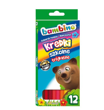 Kredki ołówkowe 12 kolorów trójkątne Bambino