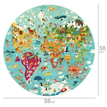 BOPPI, Puzzle okrągłe 58 cm - Mapa świata 150 elem.
