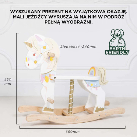 Drewniany jednorożec konik na biegunach, zabawka dla dzieci koń, Le Toy Van
