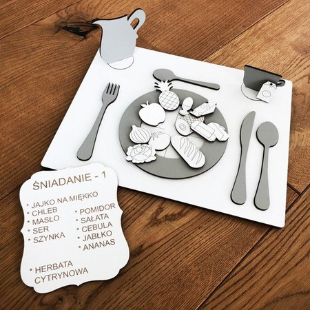 Drewniana układanka edukacyjna Wiem co jem