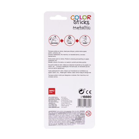 Farby w kredce metaliczne Apli Kids - 2 kolory