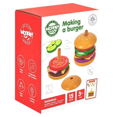 WOOPIE GREEN Drewniany Burger Restauracja Układanka 15 el.