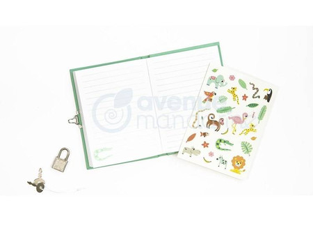 Sekretny pamiętnik z kluczykiem i naklejkami Dżungla