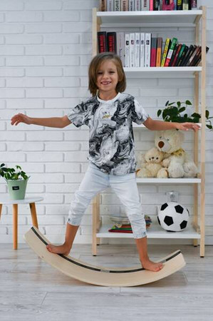 Balansująca deska półksiężyc z autkiem i naklejaną drogą - do 80kg