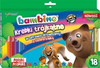 Kredki Bambino w drewnianej oprawie trójkątne z temperówką 18 kolorów