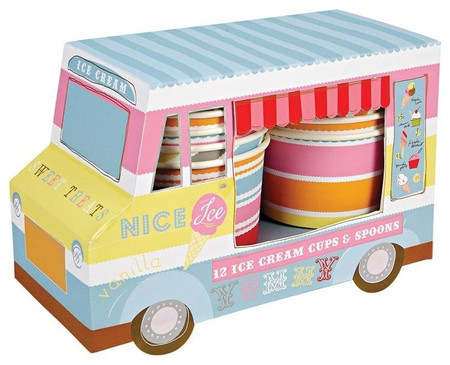 Mini lodziarnia z zestawem kubeczków i łyżeczek do lodów