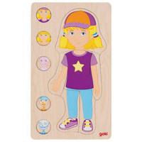 Drewniana układanka anatomia ciała dziewczynka Goki 57362