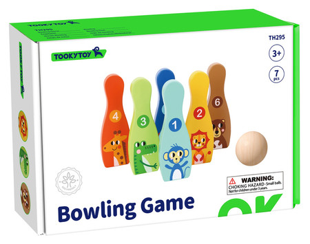 TOOKY TOY Drewniane Kręgle dla Dzieci  6 szt. + Piłka