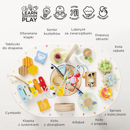 Drewniany stolik edukacyjny sensoryczna zabawka dla dzieci, stół Le Toy Van