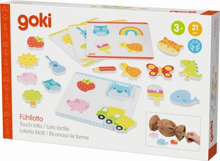 Edukacyjna gra drewniana rozpoznawanie kształtów przez dotyk Goki