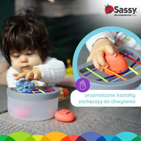 Zabawka STEM: sorter kubeczek z owocami, 6 mies.+, Sasssy
