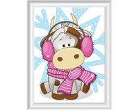 Diamentowa Mozaika 12x17 Krowa zimą