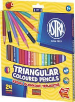 Kredki ołówkowe trójkątne Astra 24 kolory + temperówka