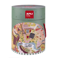 Puzzle okrągłe w tubie Apli Kids - Zabytki Świata 5+