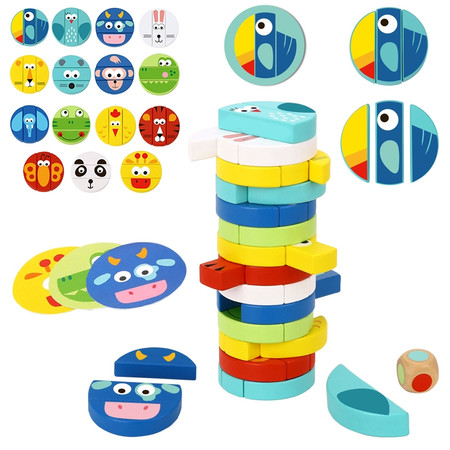 TOOKY TOY Gra Zręcznościowa Klocki Zwierzęta Certyfikat FSC