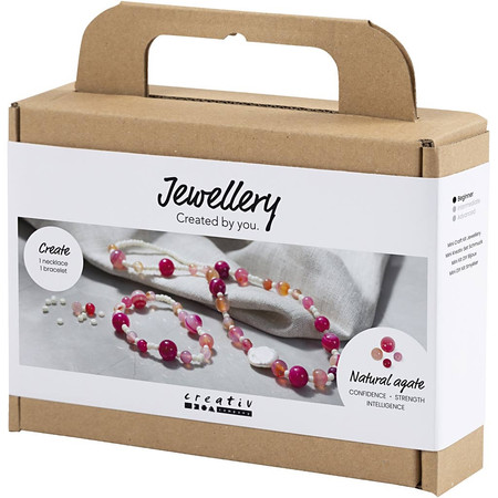 Zestaw do biżuterii z różowymi Agatami