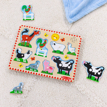 Drewniane puzzle dźwiękowe Zwierzęta z farmy Melissa & Doug