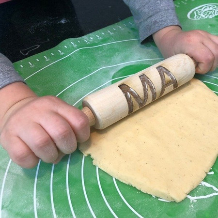 Drewniane mini wałki do ciasta z sylabami (Ma, Me, Mi, Mo, Mu, My, Mó)