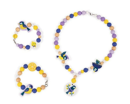 Zestaw do tworzenia biżuterii Drewniane koraliki Sikorki, Janod