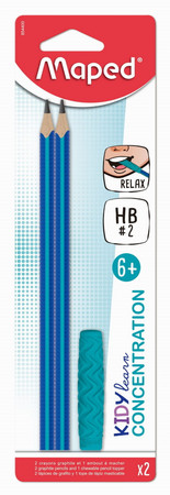 Ołówek Kidy Learn Concentration HB 2 szt + nakładka/gryzak