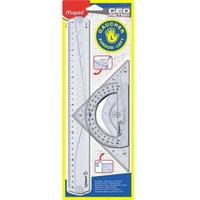 Zestaw Geometric dla leworęcznych Linijka Ekierka Kątomierz