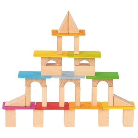 Klocki drewniane dla najmłodszych Tęczowe płytki 58736-Goki, zabawki kreatywne