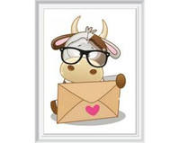 Diamentowa Mozaika 12x17 Krowa Listy