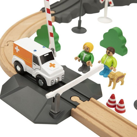 Tooky Toy Drewniana Kolejka Staż Pożarna Ambulans 70 el.