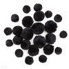 Pompony czarne 24 sztuki mix rozmiarów
