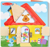 Drewniana tablica aktywności z okienkami Domek Melissa & Doug