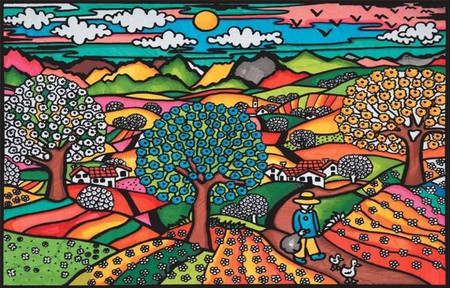 Segregator z kolorowanką welwetową Krajobraz