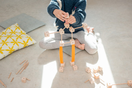 Drewniane klocki konstrukcyjne Mini Trigonos - 130 el.