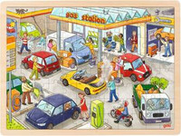Puzzle drewniane Stacja Paliw 96 el. Goki 57337
