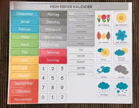 Piktogramy do kalendarza przedszkolaka NIEMIECKI