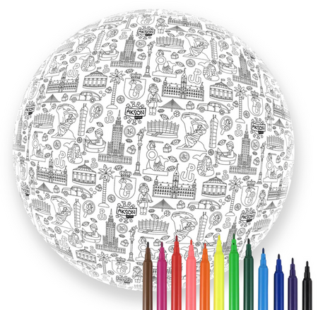 Piłka Balonowa do wielorazowego kolorowania XXL 85 cm WARSZAWA