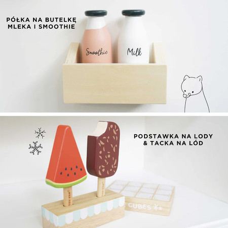 Drewniana lodówka, zabawka dla dzieci, kuchnia, odgrywanie ról Le Toy Van