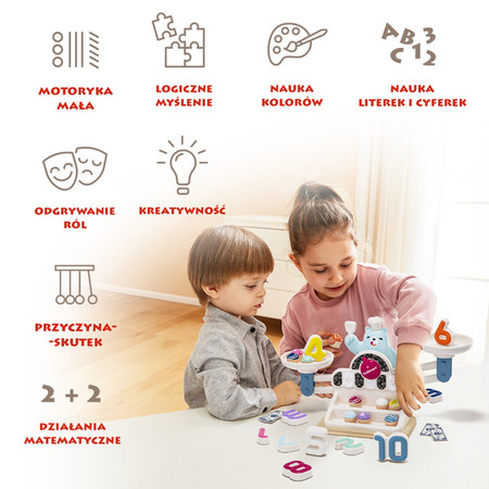 Zabawka edukacyjna Głodny Miś Waga szalkowa Montessori - 36 mies.+ Topbright