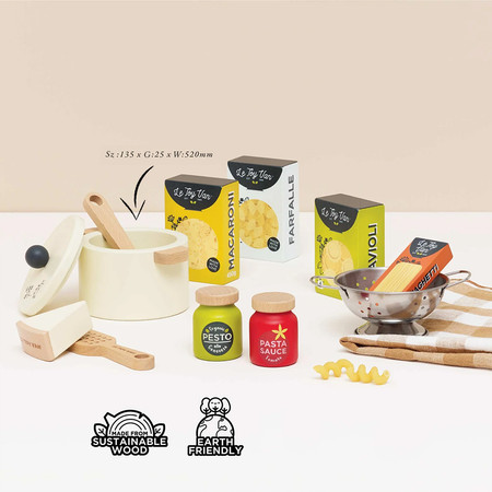 Drewniane jedzenie makarony do zabawy akcesoria kuchenne zabawka Le Toy Van