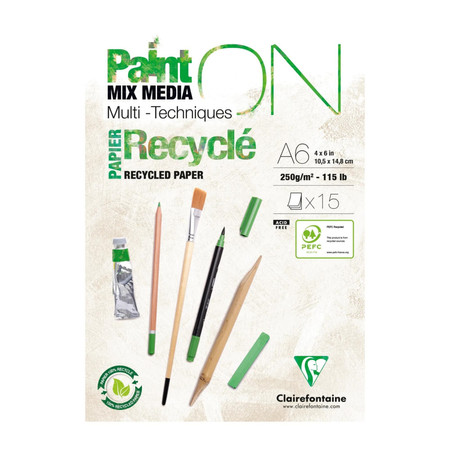 Blok papieru z recyklingu A6 250g 15 ark