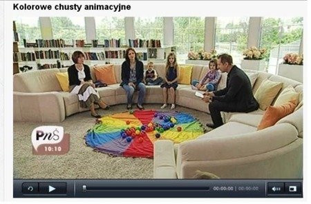 Tęczowa profesjonalna Chusta Animacyjna Akson 7m 36 uchwytów