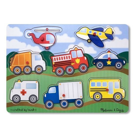 Drewniana układanka z uchwytami Pojazdy Melissa & Doug
