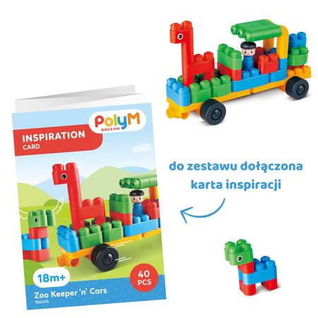 Klocki konstrukcyjne, Pojazdy opiekunów zwierząt w ZOO, 40 el., 18m+, PolyM