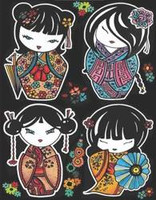 Kolorowanka Welwetowa 29,7x21 Laleczki Kokeshi